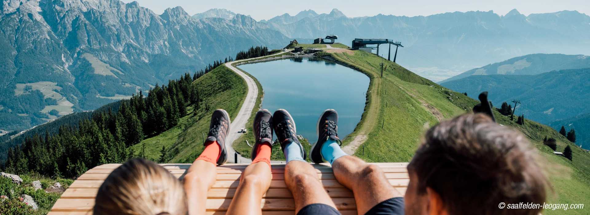 Wandern Ausblick Speichersee Leogang